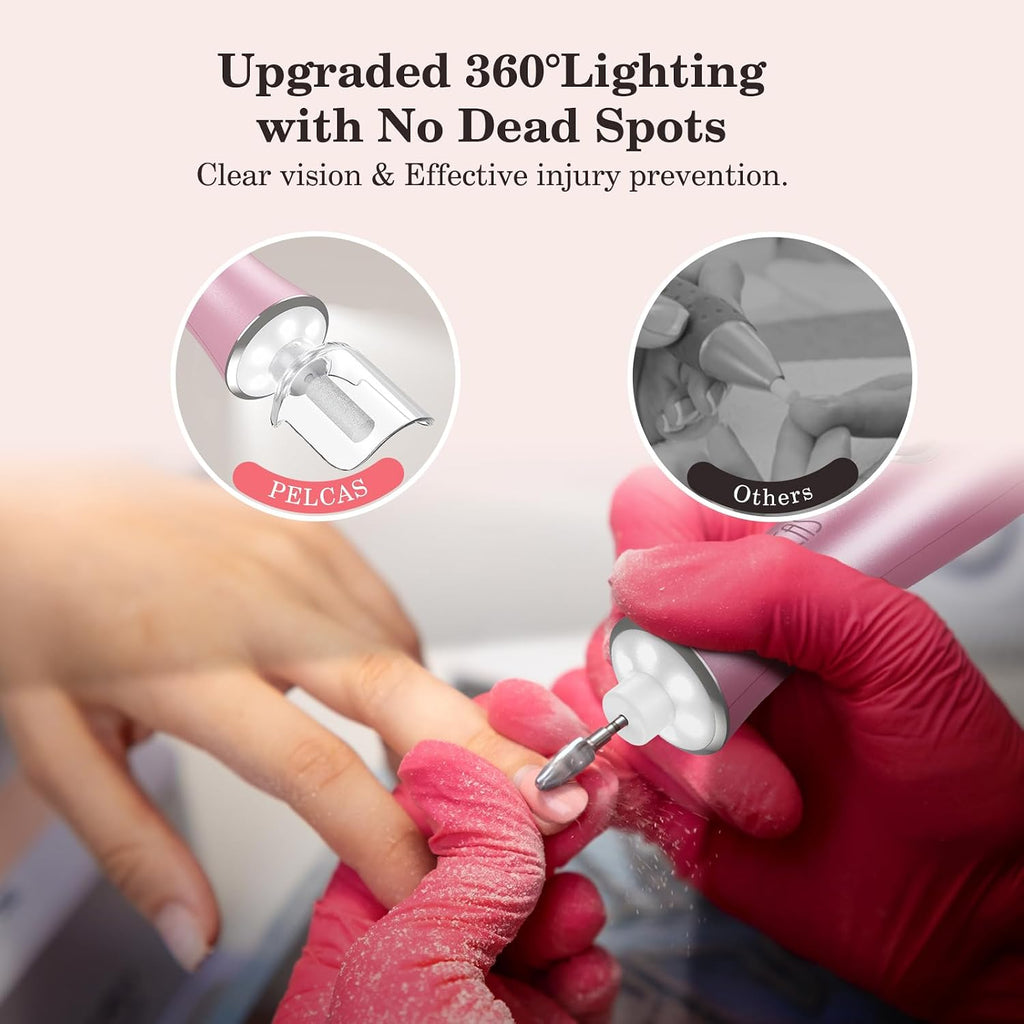 Electric Nail File, 10 Speeds Cordless Nail Drill Kit with LED Light
