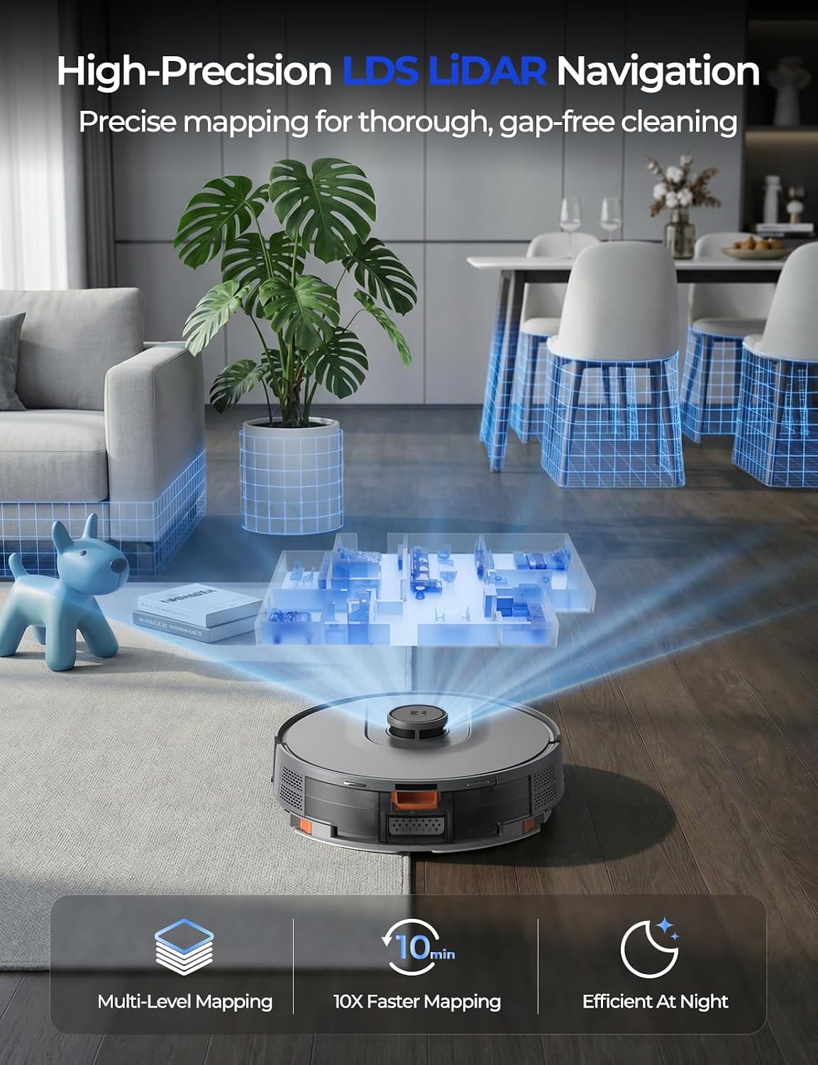 Robot Vacuum 20,000Pa Robot Vacuum Mop,120Day Self Emptying Vacuum Robot,Lidar Navigation,2.4G 5G WiFi APP Aspirateur