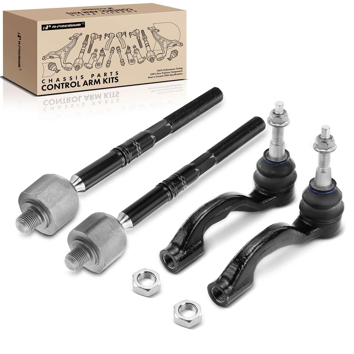 A-Premium Front Inner Outer Tie Rod End Kit Fix Uneven Tire Wear
