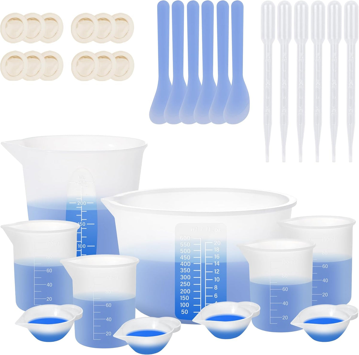 Silicone Measuring Cup for Resin, with 600ML+250ML+ 100ML Cups
