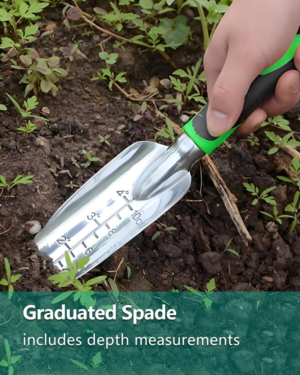 Garden Tools, Heavy Duty Cast-Aluminum Garden Tool Set with Hand Trowel, Transplant Trowel, Cultivator Rake, Soft