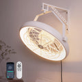 23-Inch White Plug-In Wall Mounted Fan with LED Light and Remote