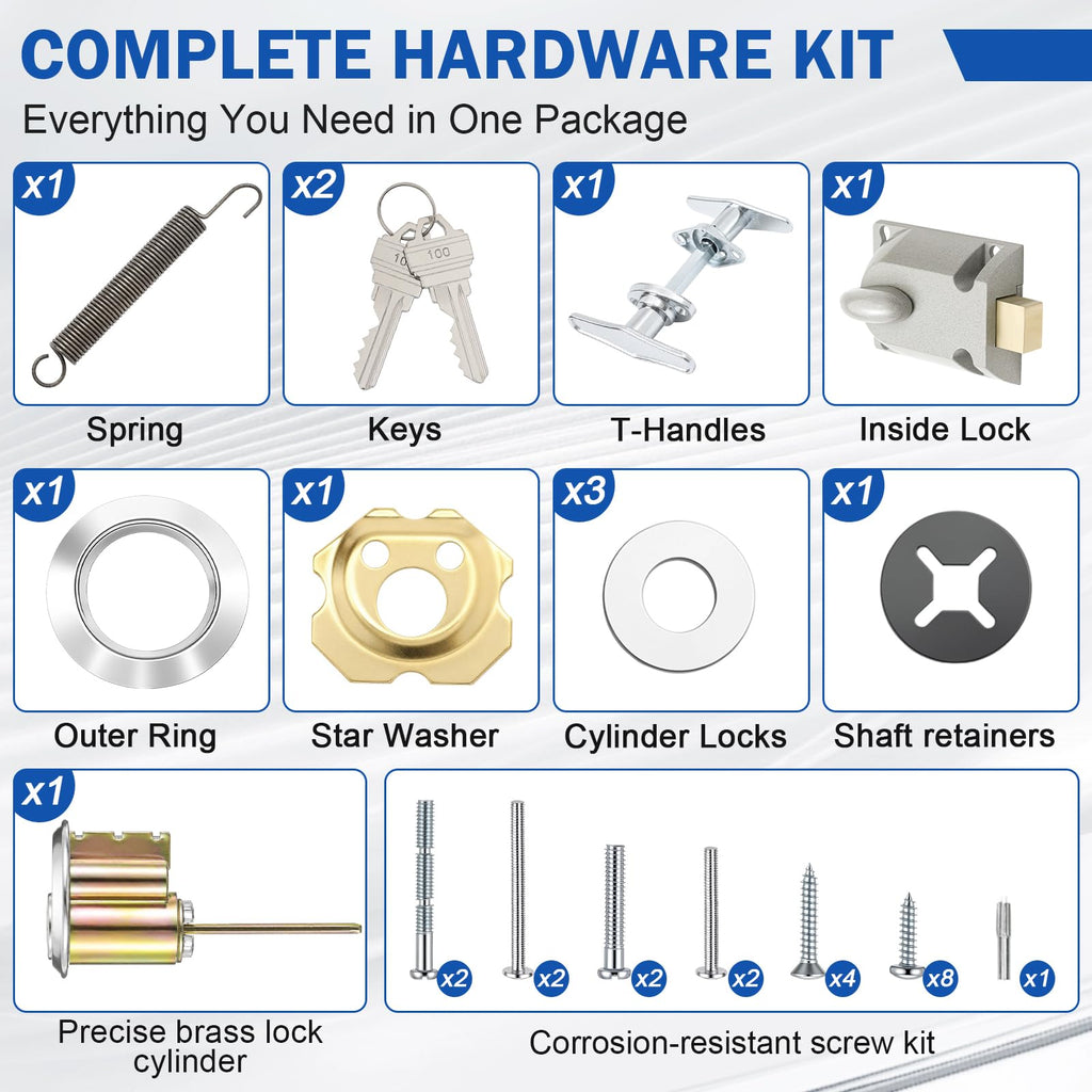 Garage Door Locks Set with T-Handle & Keys Twist Deadbolt Locks