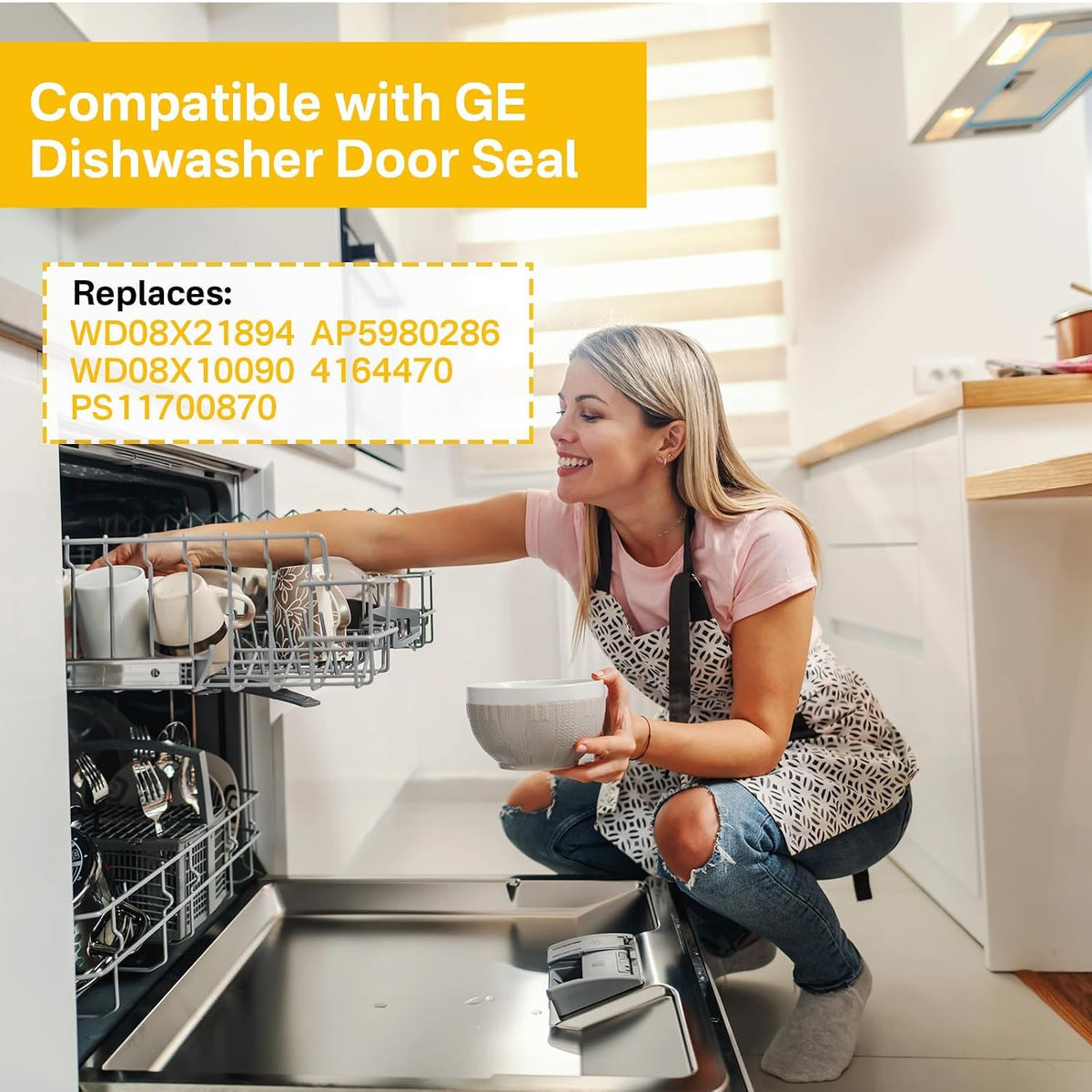 WD08X21894 Dishwasher Lower Door Gasket Seal Compatible with GE Hotpoint Dishwasher Replaces WD08X21894-50PK AP5980286 WD08X10090 4164470 PS11700870 Compatible with XDF400PGN0BB XDF400PGN0WW XDF400P