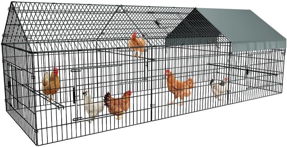 Chicken Coop, 130"×40"×40" Chicken Run Pen with Cover for Yard