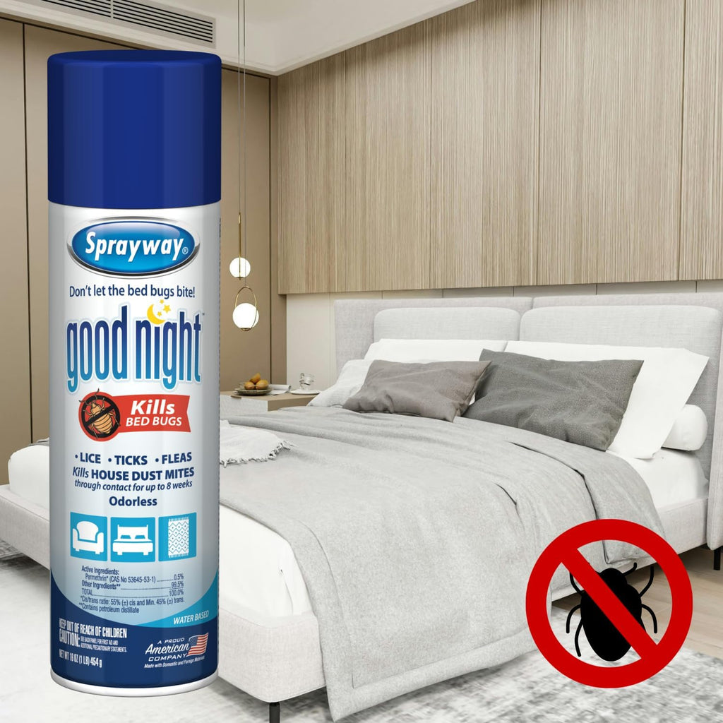 Good Night Bed Bug Spray, 16oz | Odorless, Water-Based, EPA Registered | Eliminates Bed Bugs, Lice, Ticks, Fleas