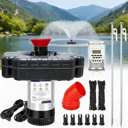Pond Fountain Aerator, Pond Fountain, 1 HP Pond Aerator /110V 12,000 GPM, 100-foot Power Cord + 2 x 33-Foot