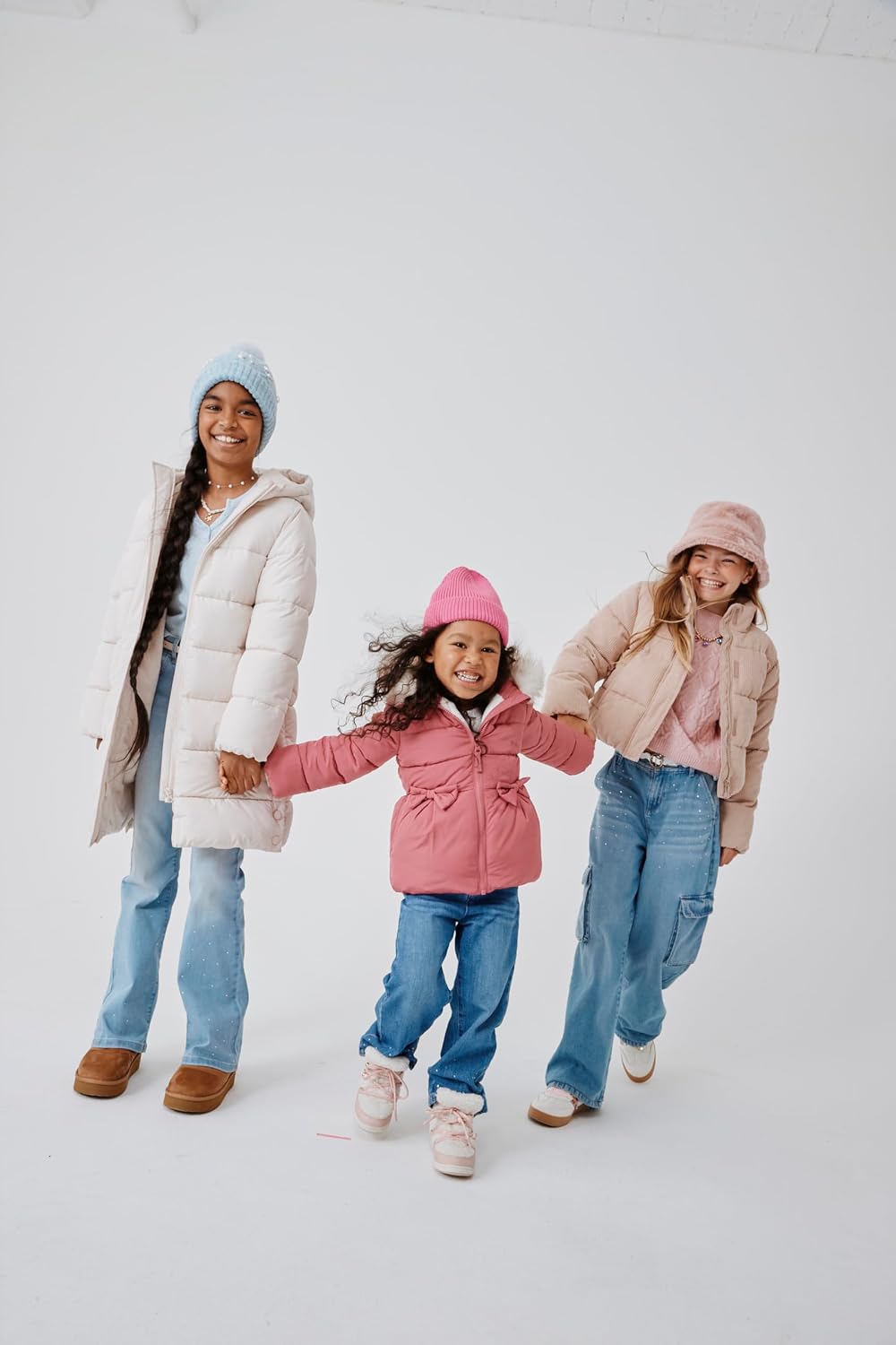 girls Medium Weight Long Puffer Jacket, Wind-resistant, Water-resistant