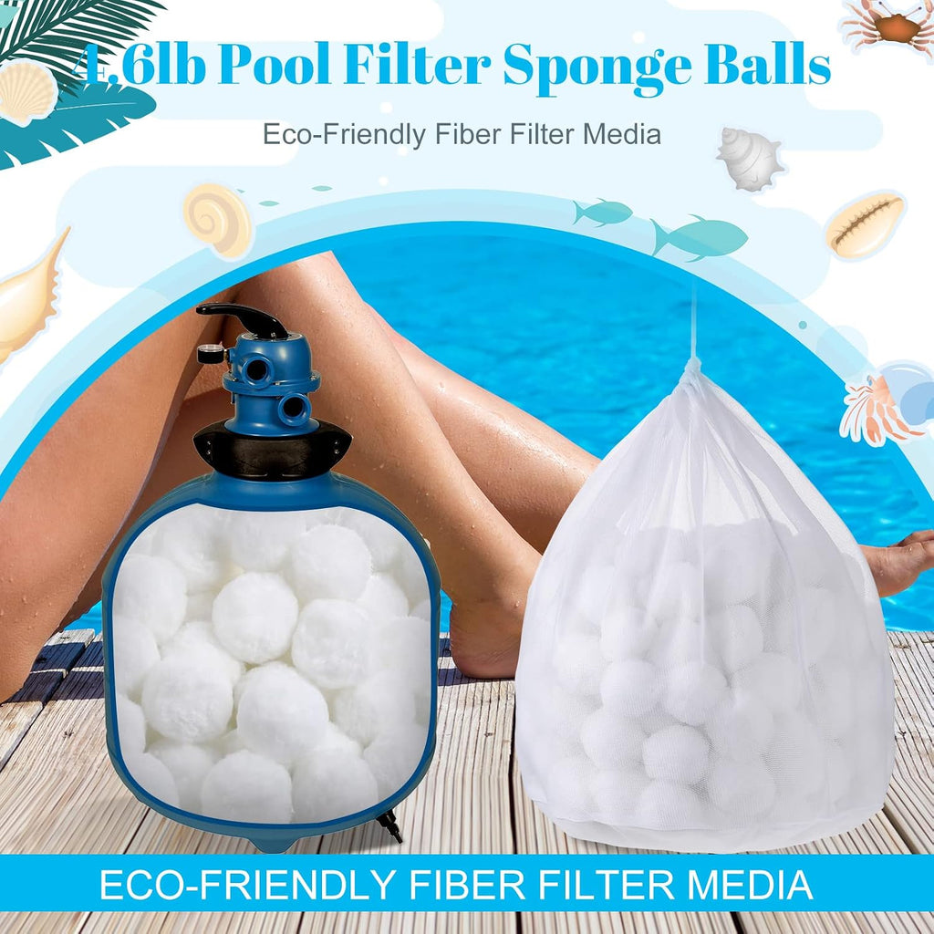 4.6 lbs Pool Filter Media Balls Fiber Filter Media for Swimming Pool Sand Filters and Bath Center Bathtubs Spas