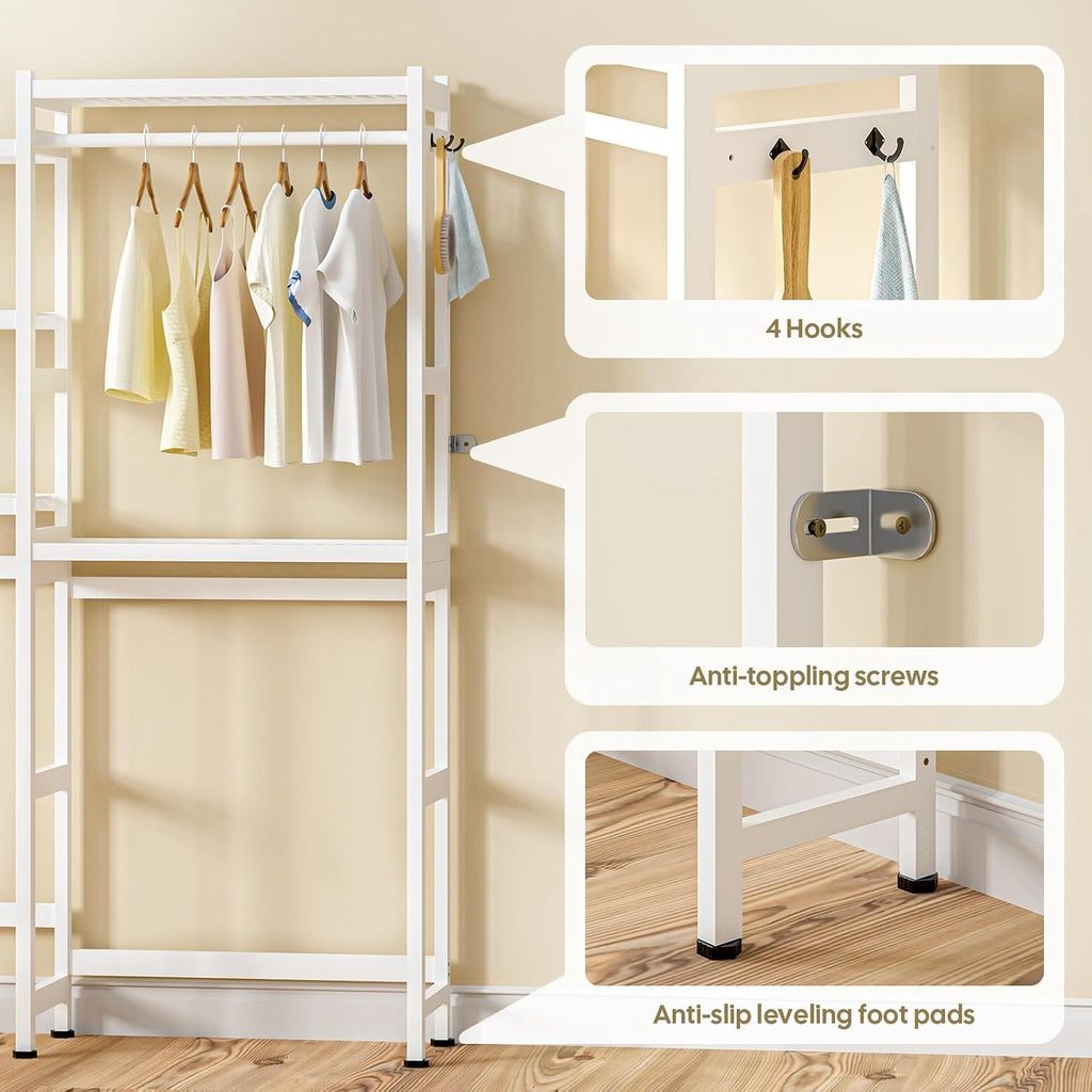 Over The Washer Dryer Storage Shelf: Bamboo 5 Tiers (White)