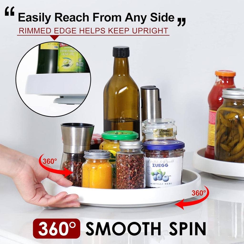 Set of 4, 10 Inch Non-Skid Lazy Susan Organizers - Turntable Rack for Cabinet, Pantry Organization and Storage
