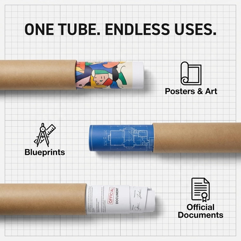 2.5 x 36 Inch Kraft Mailing Tubes with End Cap - 6 Pack