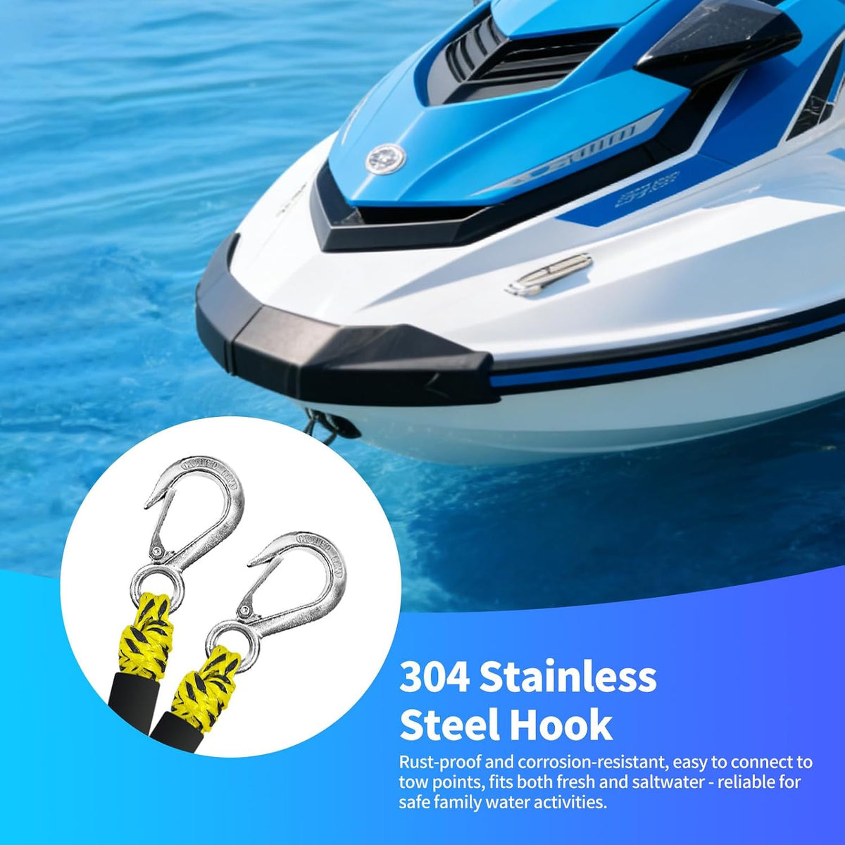 Heavy Duty Boat Tow Harness for Tubing, Self Centering Tow Harness, 360° Rotating Pulley & Large Hooks – Floating