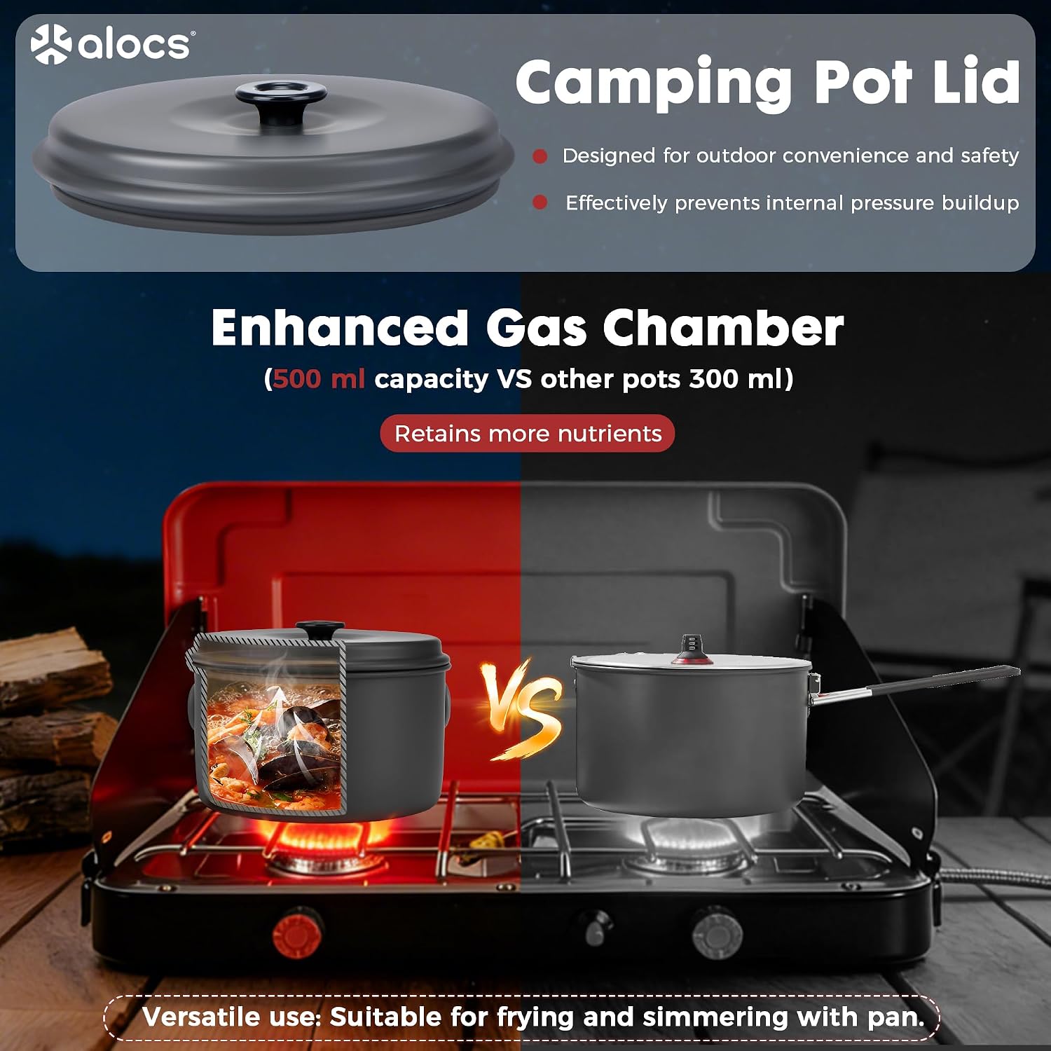 Camping Cookware Set Camping Gear, Compact Camping Pots and Pans Set, Durable Hard Alumina Camping Cooking Set for