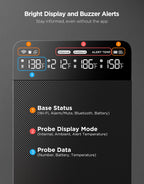 Smart Wireless Meat Thermometer Digital 4 Probes with App Alarm