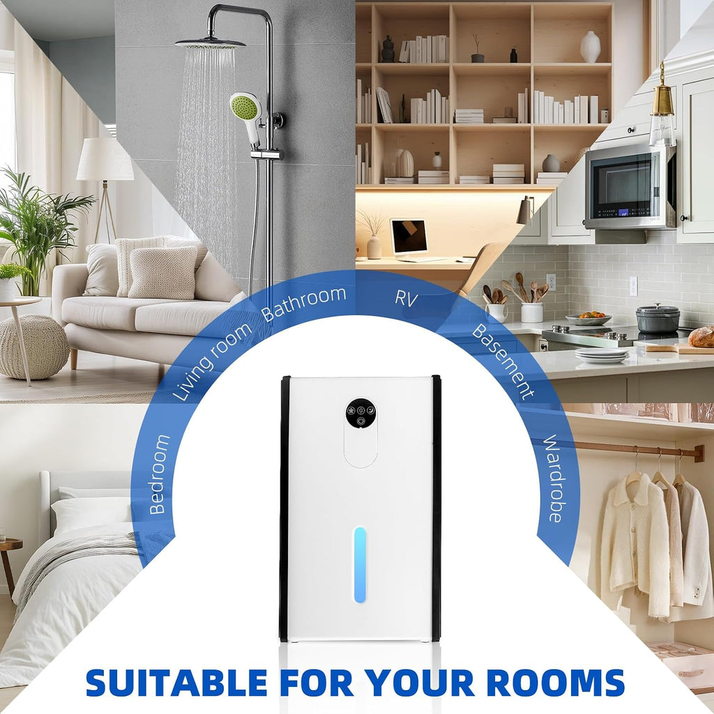 Dehumidifier for Basement, 1076 sq.ft Dehumidifiers for Home Bedroom Bathroom RV with Drain Hose, 72 OZ Quiet