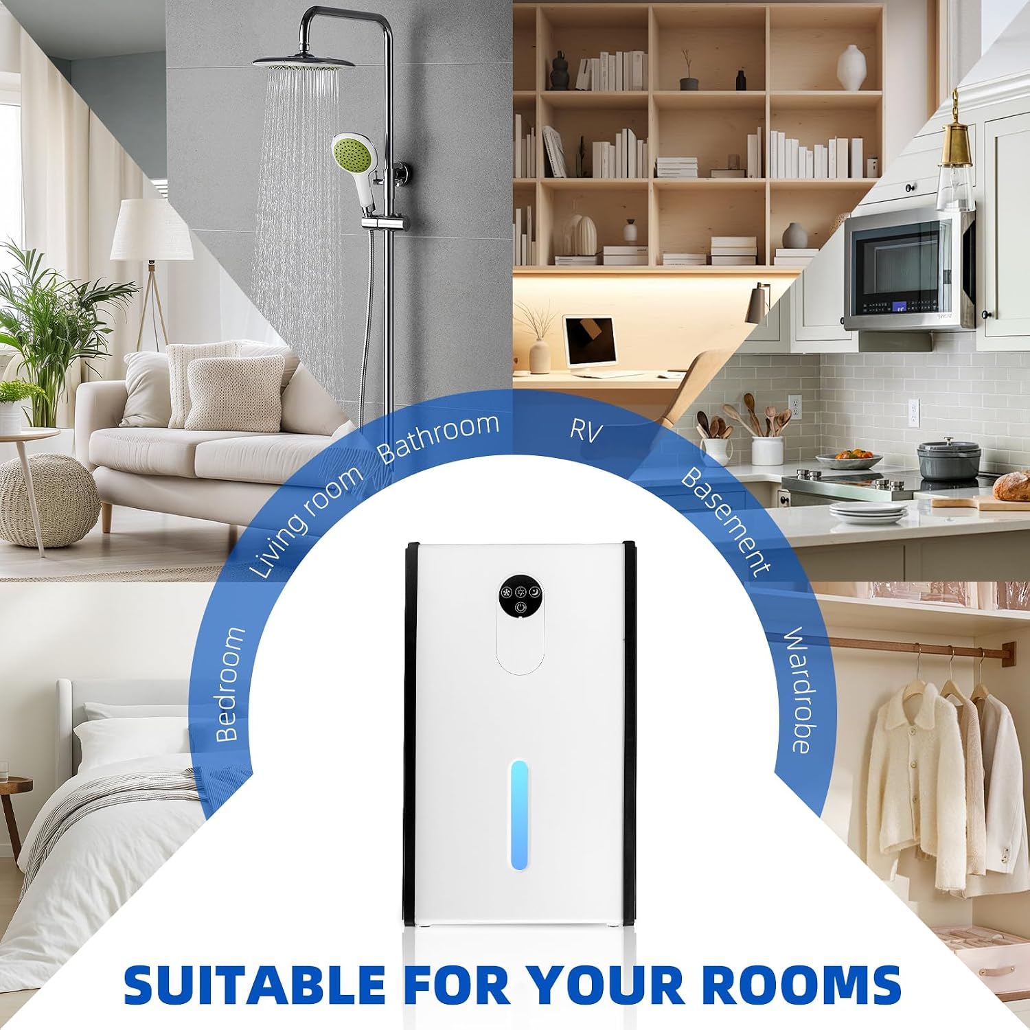 Dehumidifier for Basement, 1076 sq.ft Dehumidifiers for Home Bedroom Bathroom RV with Drain Hose, 72 OZ Quiet