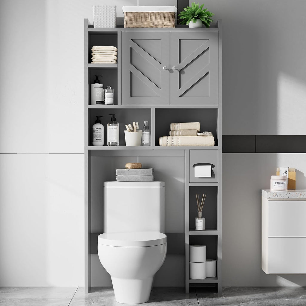 Over the Toilet Storage Cabinet, Freestanding Farmhouse Storage Cabinet Over Toilet, Bathroom Organizer with Paper