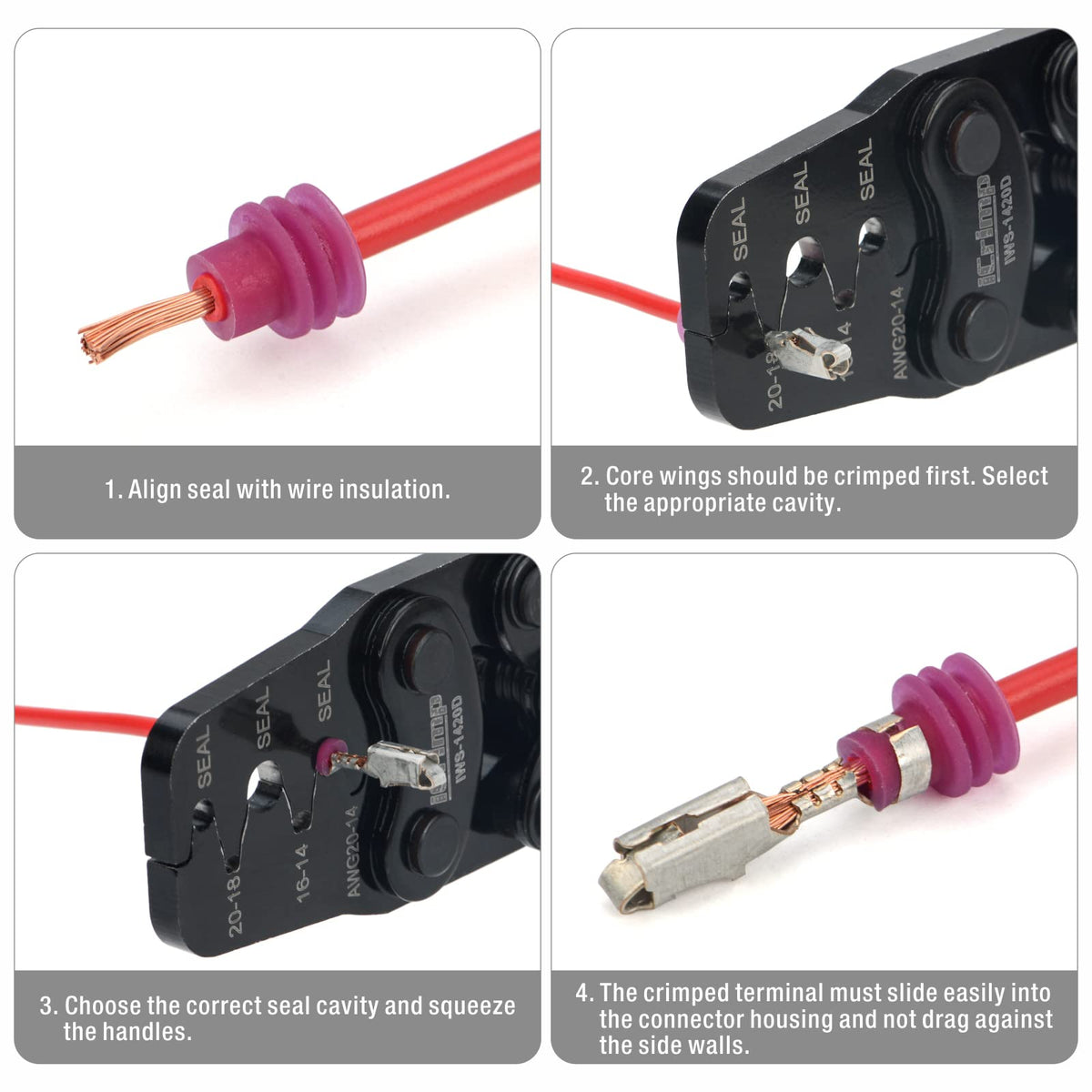 iCrimp Weather-Pack/Metri-Pack Crimping Tool, 20-14 AWG Wire Crimper for Delphi Packard Sealed & Unsealed Terminals