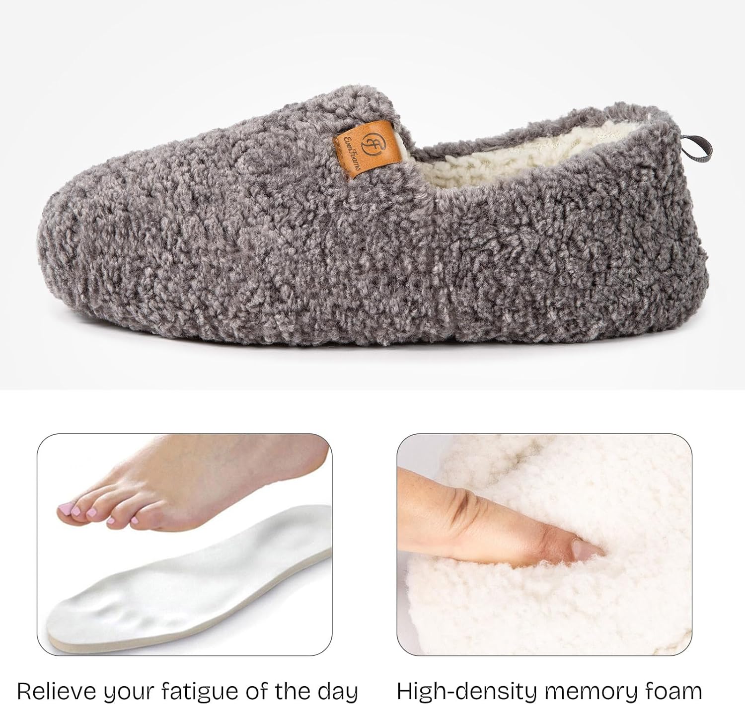 Women’s Soft Curly Slippers Memory Foam Lightweight House Shoes | Birthday gift, machine washable, anti-slip sole