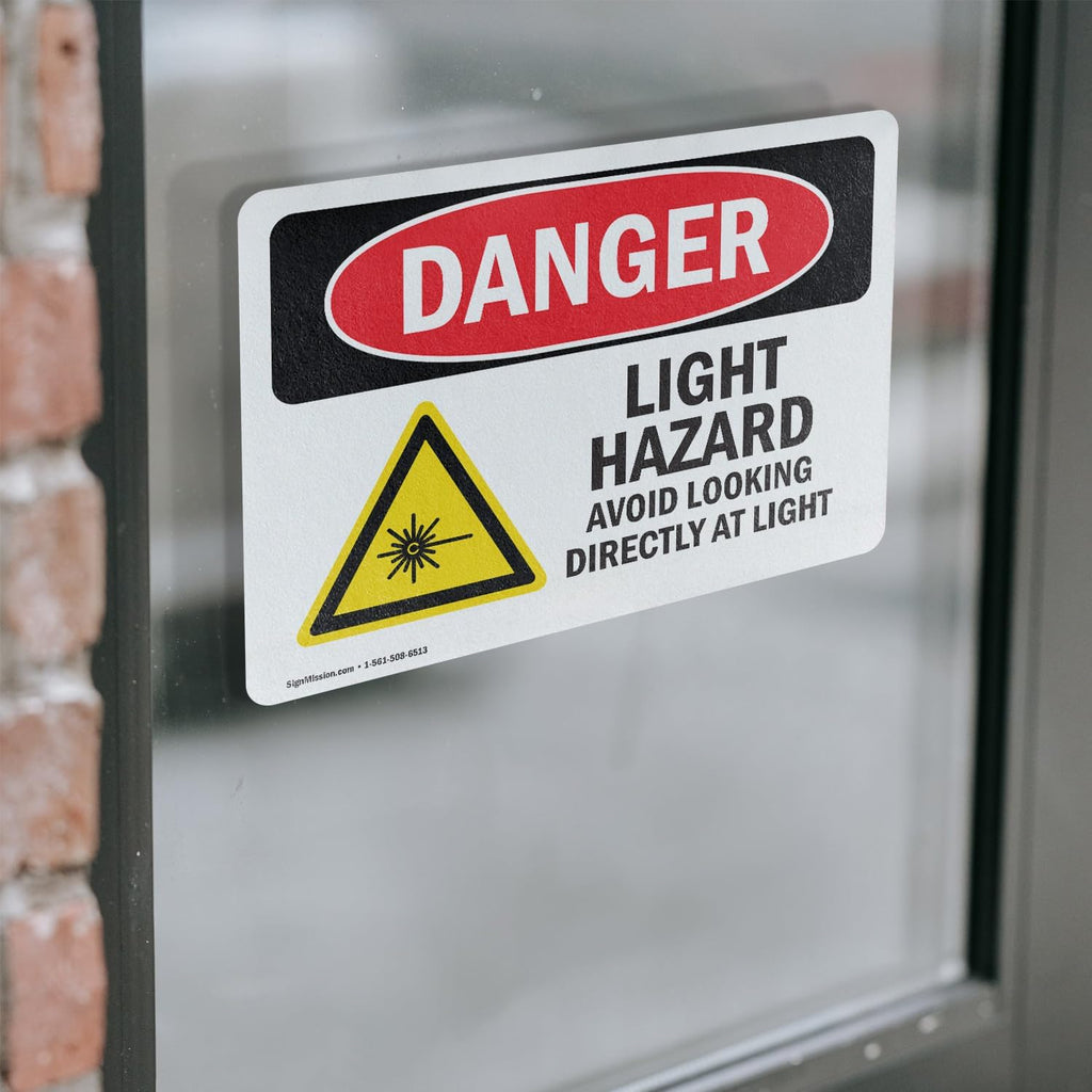(2 Pack) UV Light Hazard Avoid Looking OSHA Danger Sign 10 Inch X 7 Inch Vinyl Label Decal Sticker Weather Resistant
