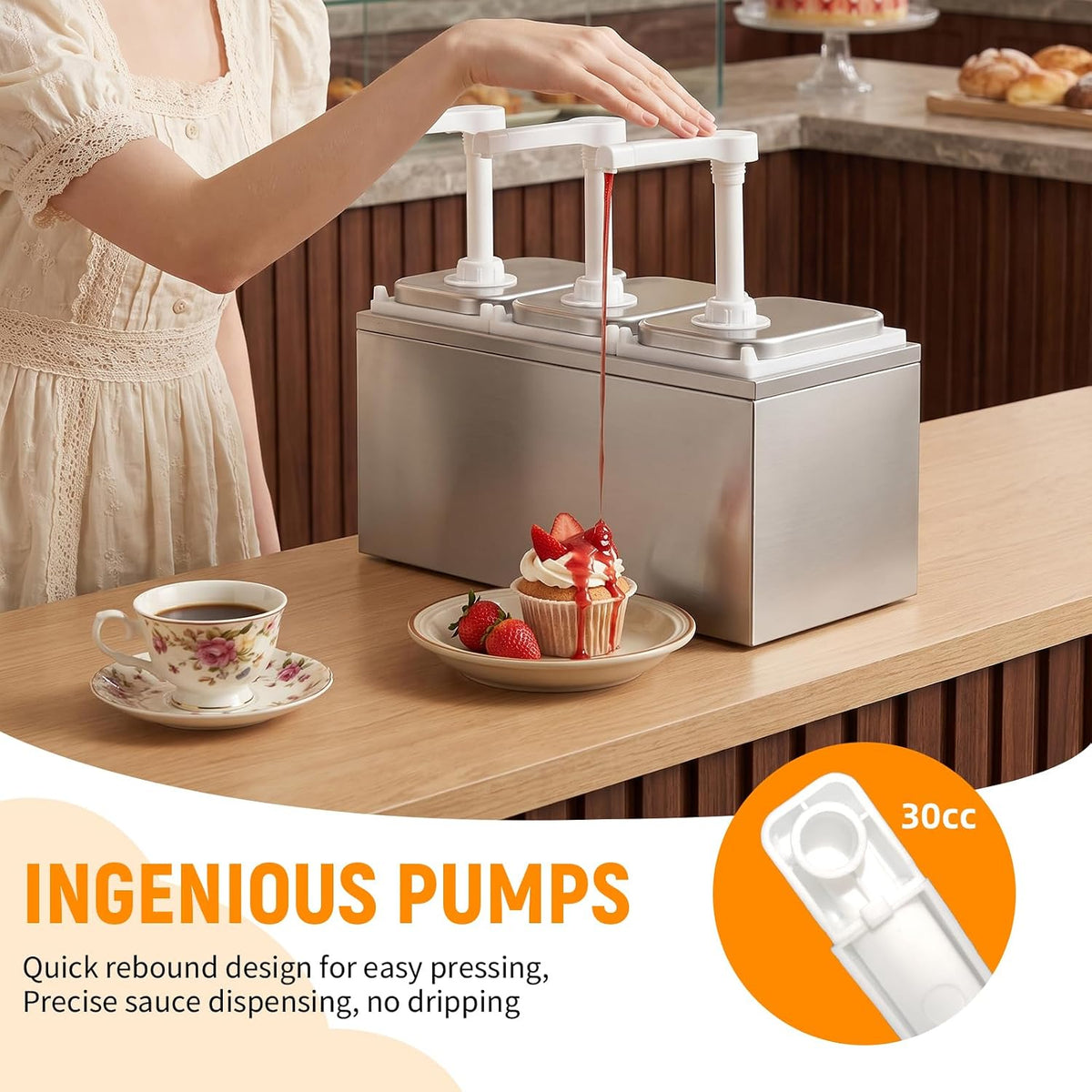 6L Sauce Dispenser Pump, Commercial Condiment Pump Station