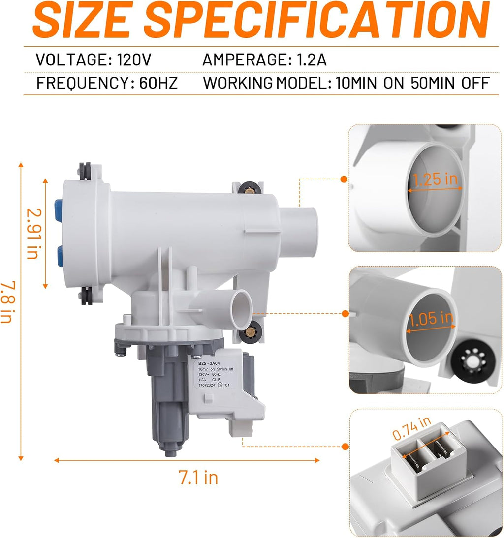 Upgraded WH11X39237 WH11X29539 Washer Drain Pump & Filter Assembly for GE