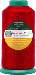Size 69 210D T70 Red Bonded Nylon Thread, 1500 YDs | Tex 70, UV Resistant, Heavy Duty Sewing Thread for Leather Jeans