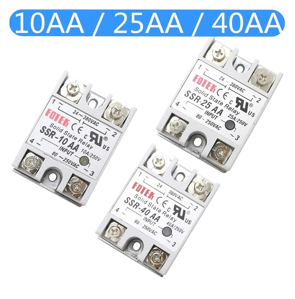 BIK 1pcs SSR-10 25 40 50 60 75 80 100DA DC Control AC SSR White Shell Single Phase Solid State Relay Without Plastic SSR-25DA SSR-40DA(AA,SSR 40)
