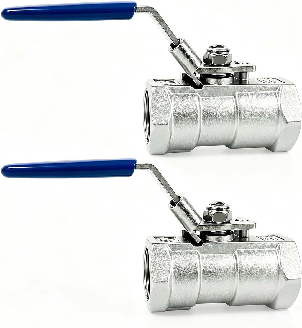 1/2'' Stainless Steel 304 Ball Valves, 2Pcs, NPT Female