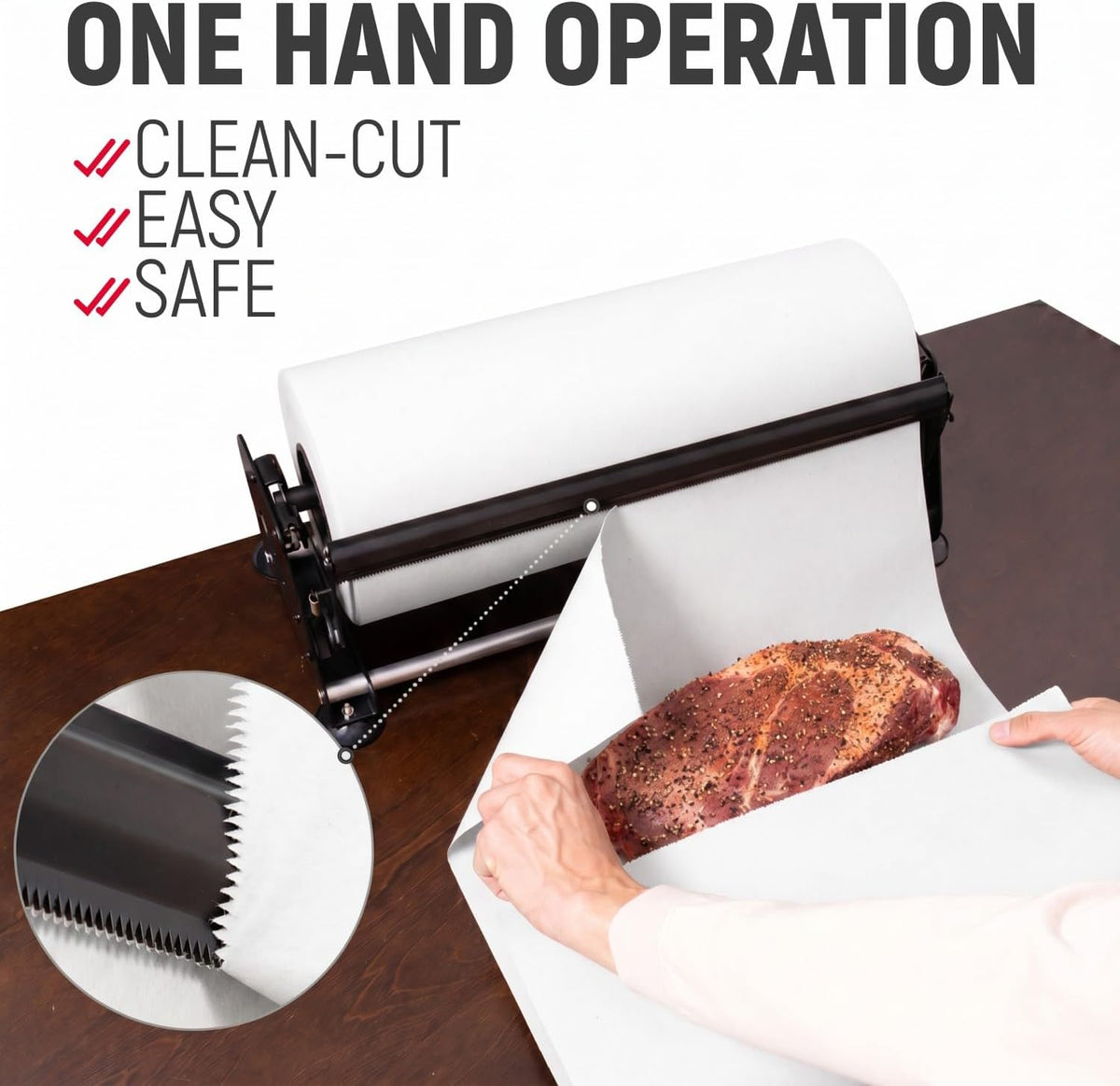 24" Paper Dispenser with Cutter + White Butcher Paper Roll