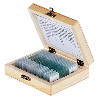 PS25 Prepared Microscope Slide Set for Basic Biological Science | 25pc Prepared Slides Professionally Stained &