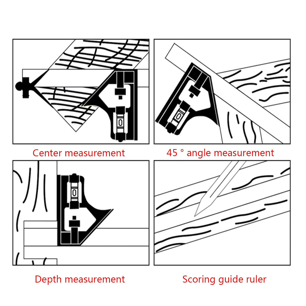 Square Multifunctional Combination Circle Center Ruler Square Protractor Mobile Ruler for Woodworking Metal Working