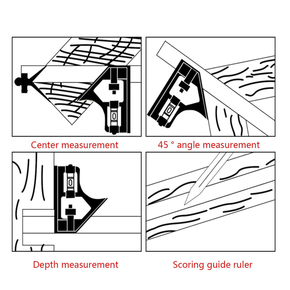 Square Multifunctional Combination Circle Center Ruler Square Protractor Mobile Ruler for Woodworking Metal Working