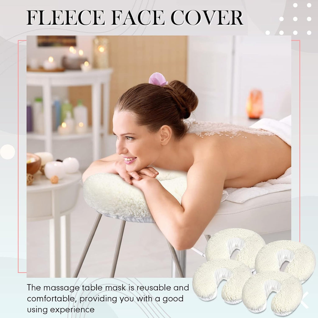 4 Pcs Massage Face Cradle Cover Fleece Massage Table Headrest Cover 14.5'' x 13'' Beauty Bed Facial Pillow Covers
