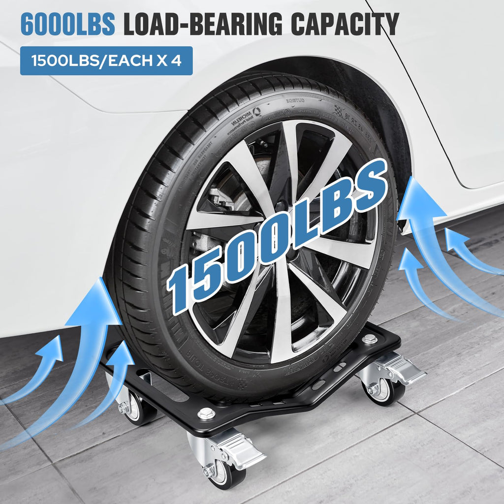 6000 LBS Car Dolly Set of 4, Heavy Duty Car Wheel Dolly