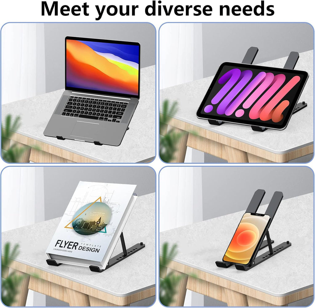 Laptop Stand for Desk, Adjustable Laptop Riser ABS+Silicone Foldable Portable Notebook Holder, Ventilated Cooling