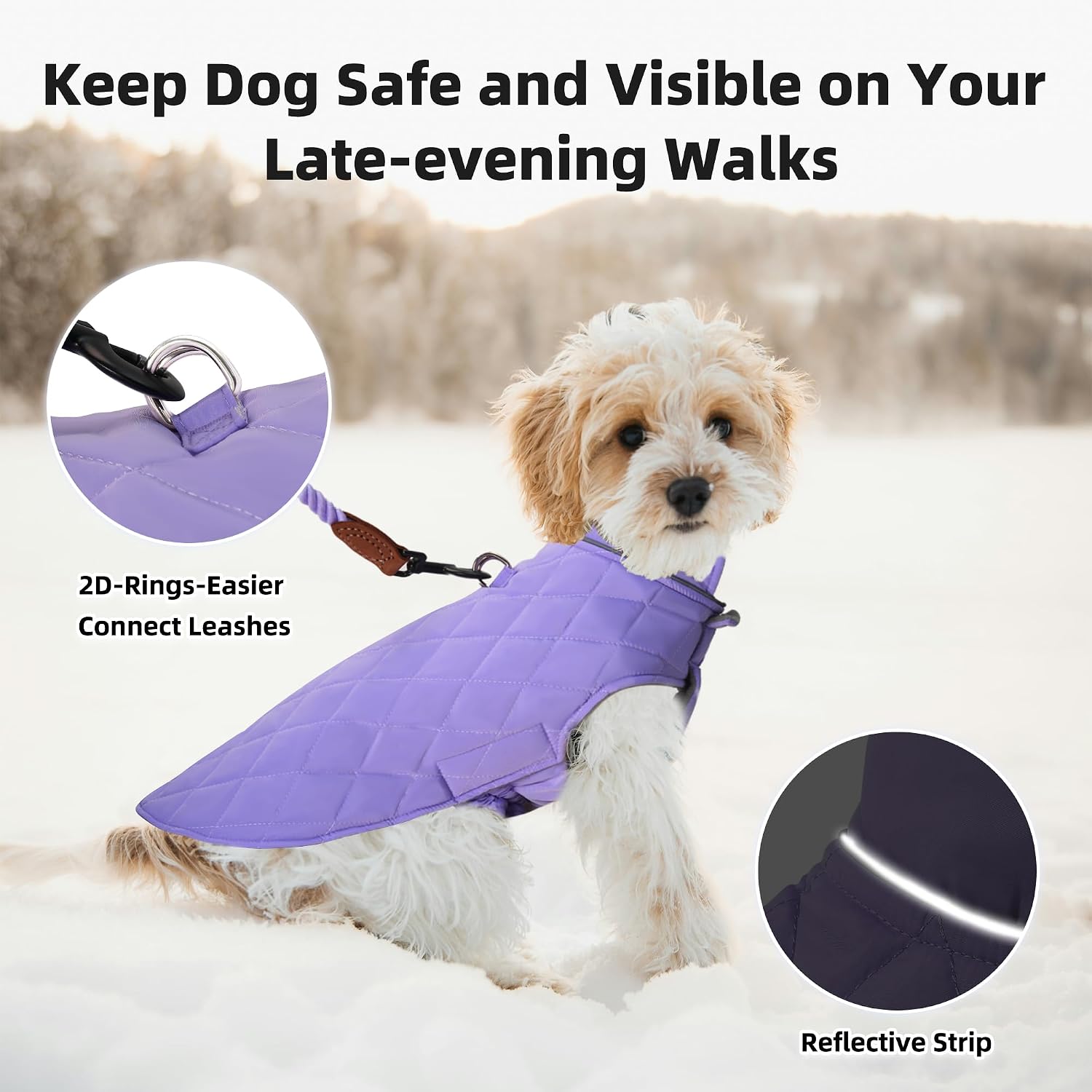 Dog Warm Coat, Small Dog Winter Jacket Windproof Water Resistant Cold Weather Coats Cozy Snow Jacket Vest for Puppies
