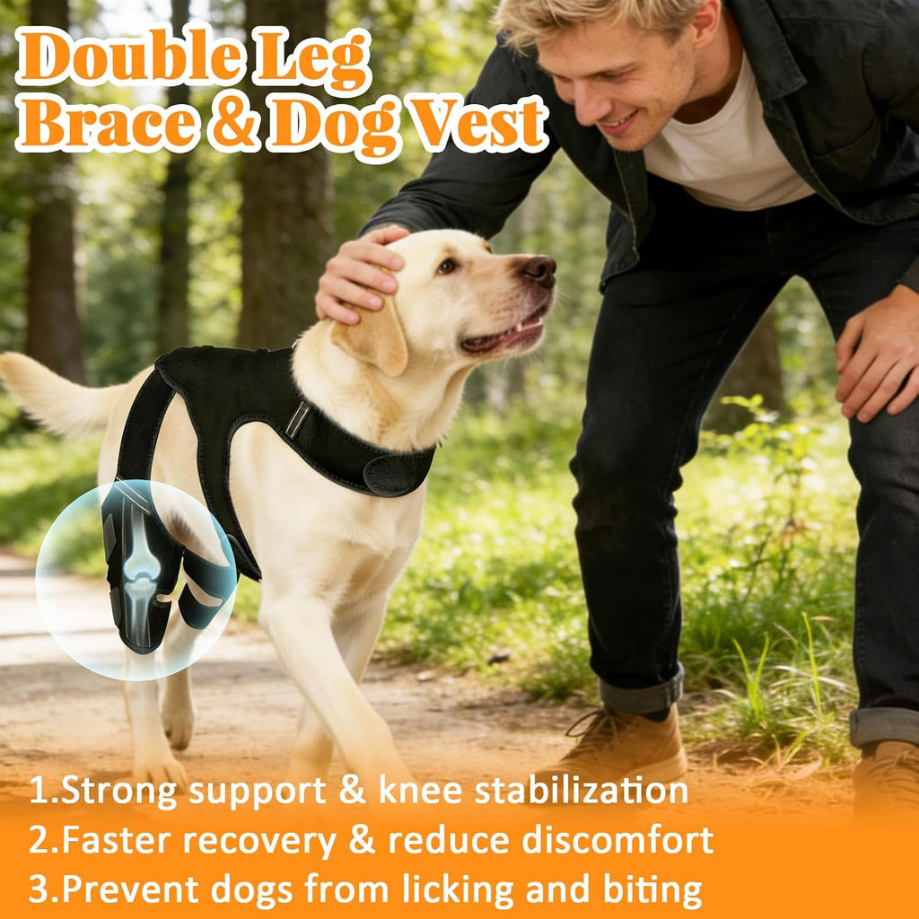 Dog Knee Braces for Back Leg,Knee Support for Dogs ACL/CCL Care Ideal for Dog Back Legs, Dog Leg Brace with Vest for