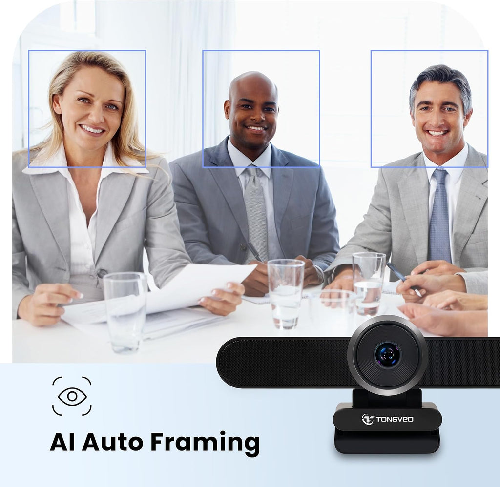 4K Webcam Conference Call Room Web Camera with Dual Microphones &Speaker, | All-in-One USB Video Camera, 116° Wide