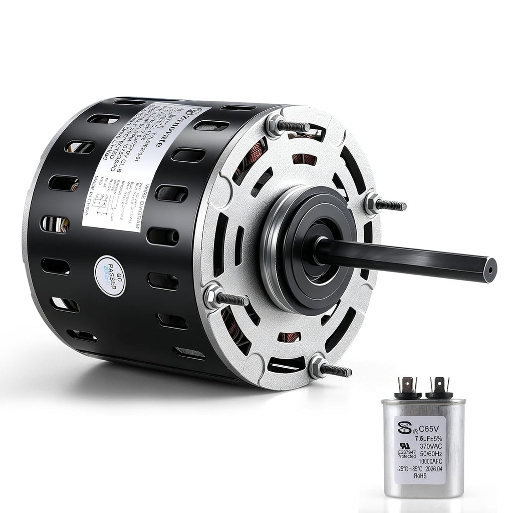 DL1036 Blower Fan Motor 1/3 HP 1075 RPM 3 Speed 115V 5.0A 48 Frame Motor