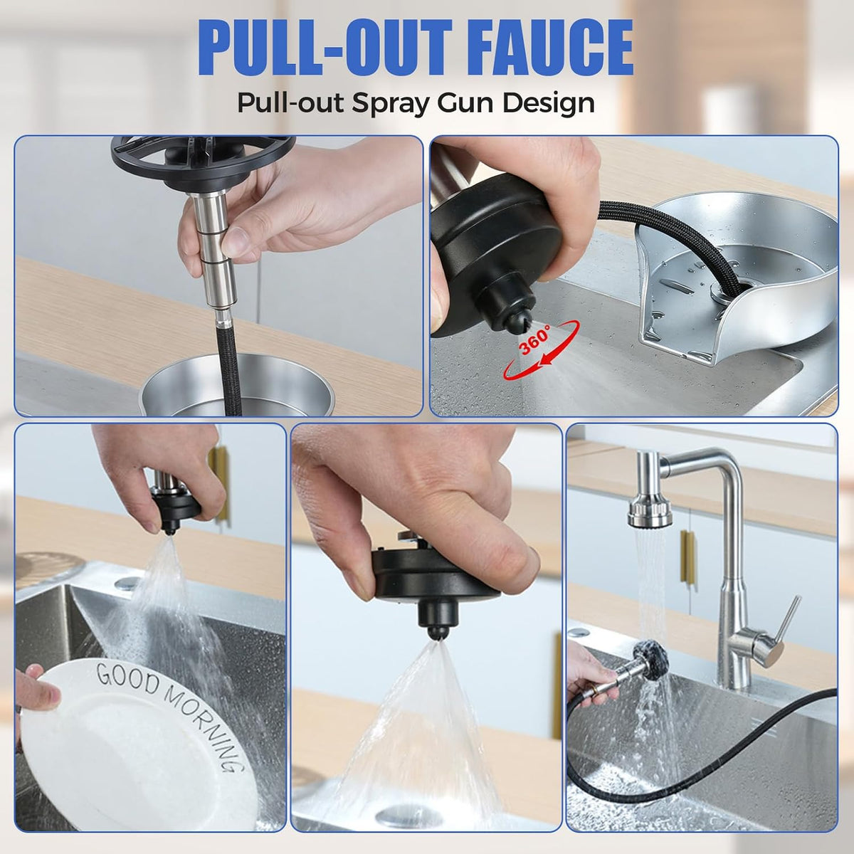Glass Rinser for Kitchen Sink, 360 Degree Rotating Glass Rinser
