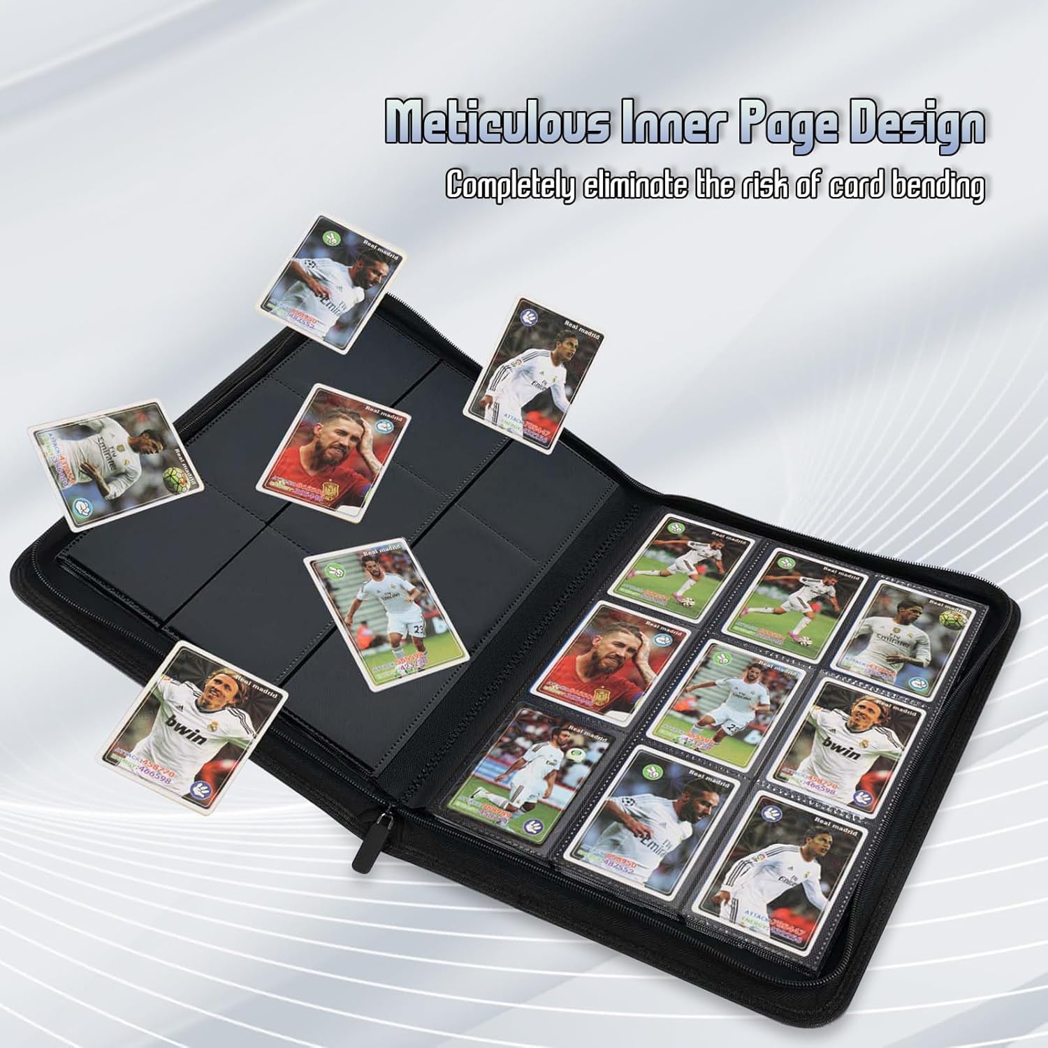 Card Binder 9 Pocket, Double Sided Pockets Trading Card Binder with 30 Sleeves, Premium Zip Trading Card Holder