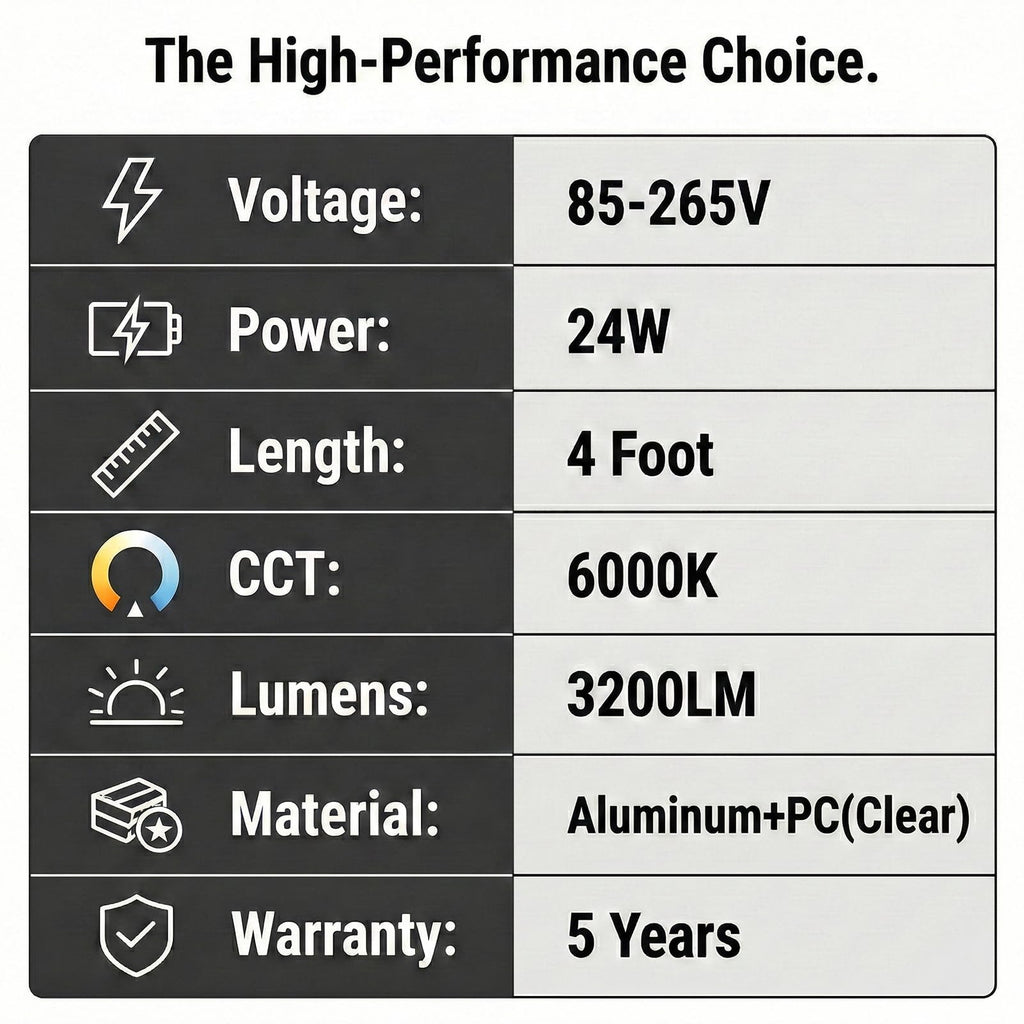 Fluorescent Light Bulbs Replacement 4FT, T8 LED Bulbs 4 Foot Type A+B, 24W (65W Equivalent) 3200LM, 6000K Daylight