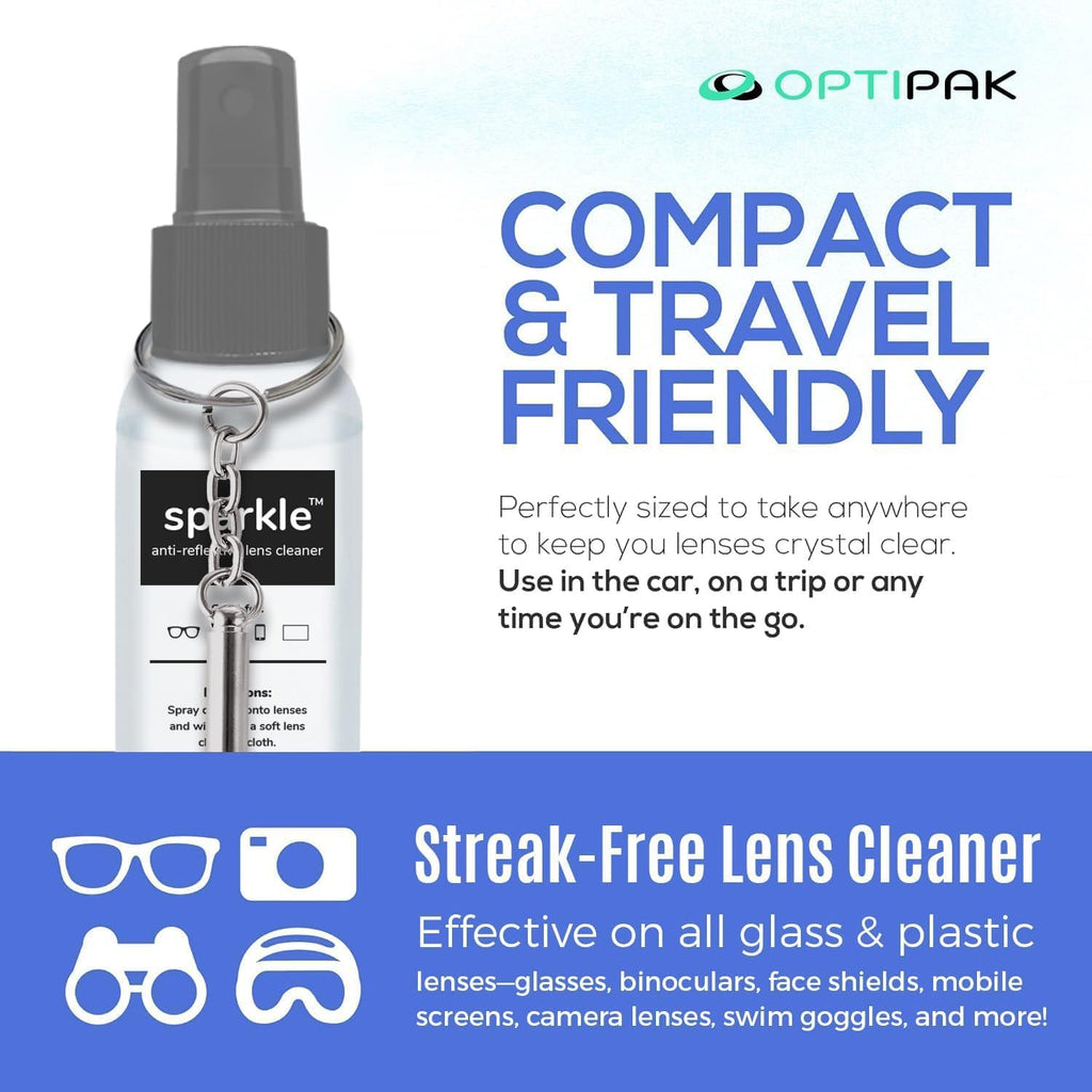 Sparkle Anti-Reflective Safe Lens Cleaner & Repair Kit – (2) 1oz Glasses Cleaner Spray, (2) Microfiber Cloth &