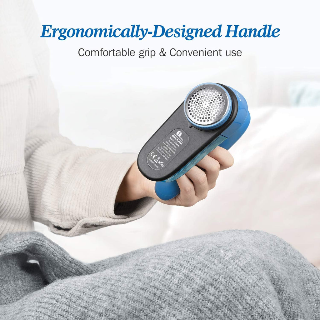 Fabric Shaver and Lint Remover, Portable Sweater Defuzzer | Battery Operated, 2 Speeds, 2 Replaceable Stainless Steel