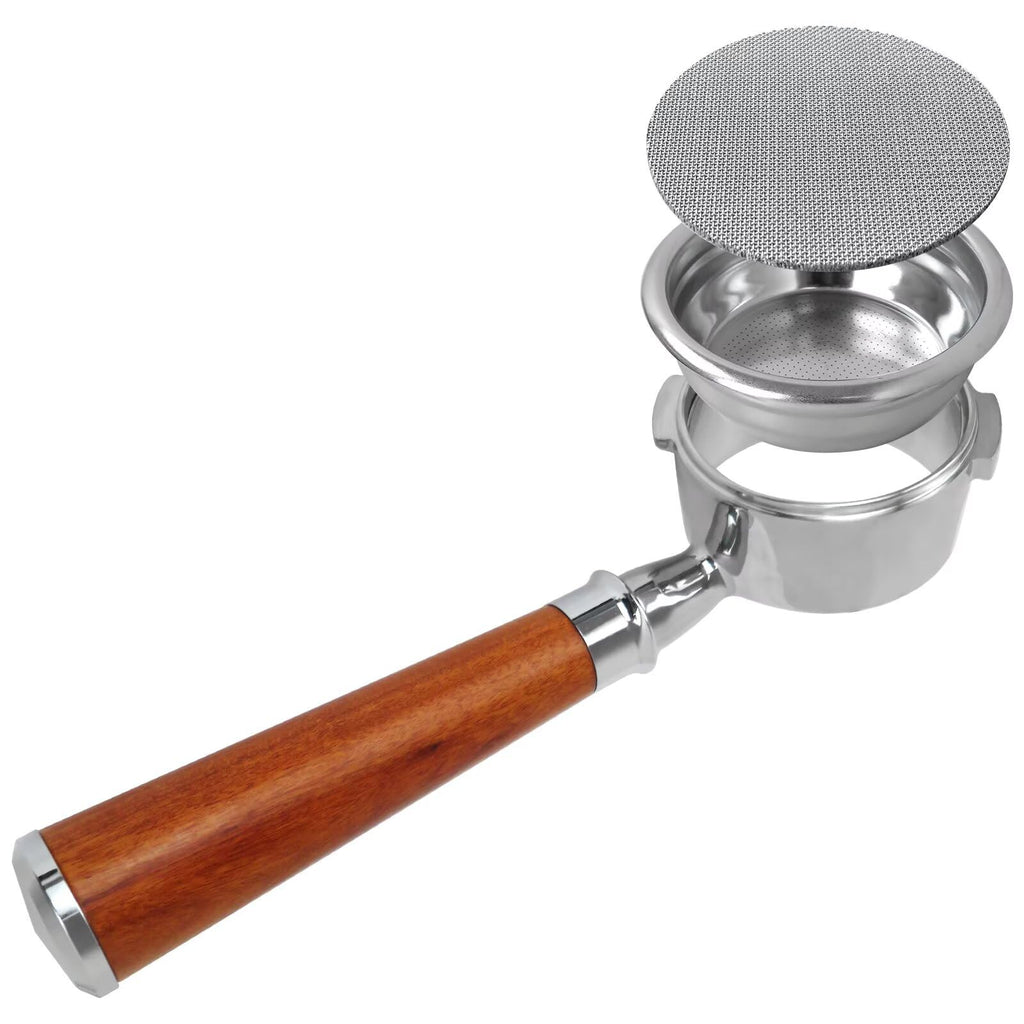 HaeKap Bottomless Portafilter 58mm Compatible For Gaggia Classic/Classic Pro | Walnut Handle