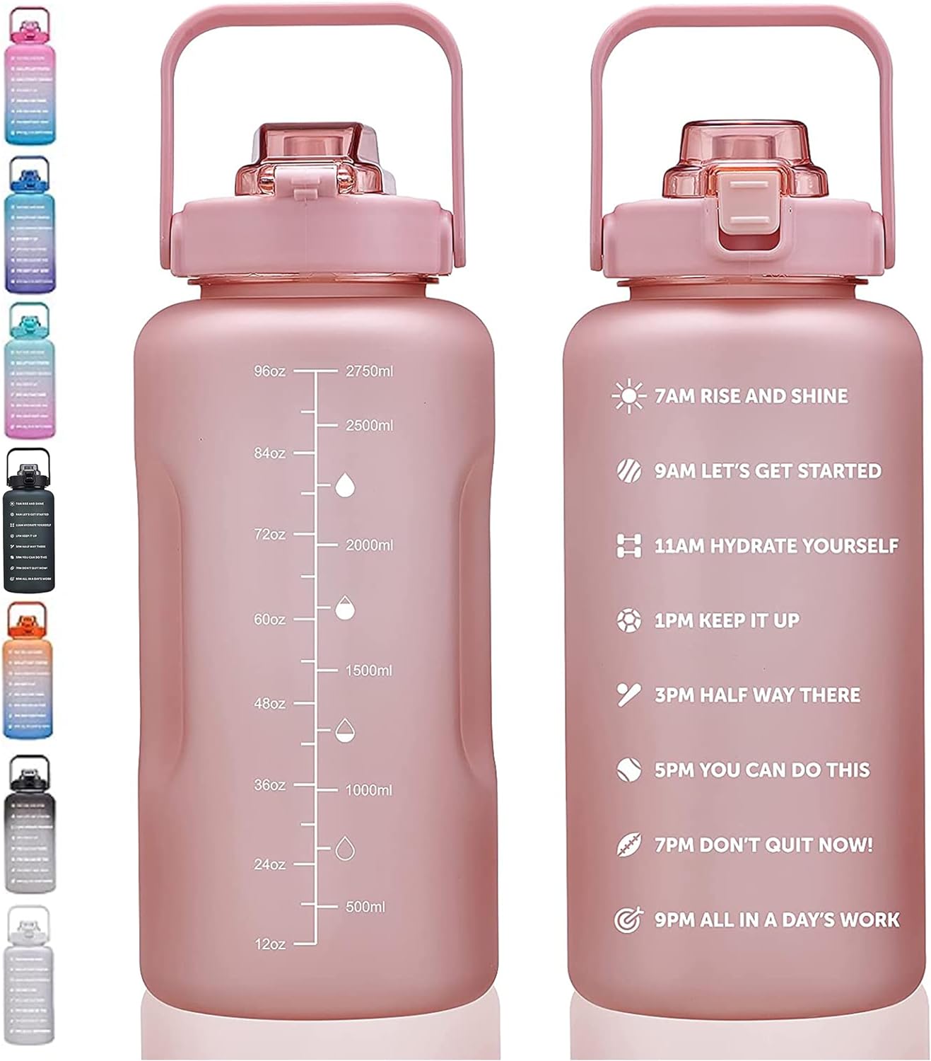 64oz,100oz,128oz Large Motivational Water Bottle with Time Marker, Leakproof & BPA Free Half Gallon Big Water Bottle