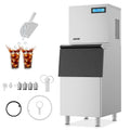 Commercial 400lbs/24H Cube Ice Maker Machine with 250Lbs Storage Bin, Stainless SteelIce Machine with Scheduled