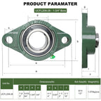 2 Pack UCFL209-28 Pillow Block Bearing – Flange 2 Bolt Mounted Pillow Block Bearings – Bearing Steel Bearings with 1-3/4" Bore - Self-aligning Bearings with Solid Cast Iron Base